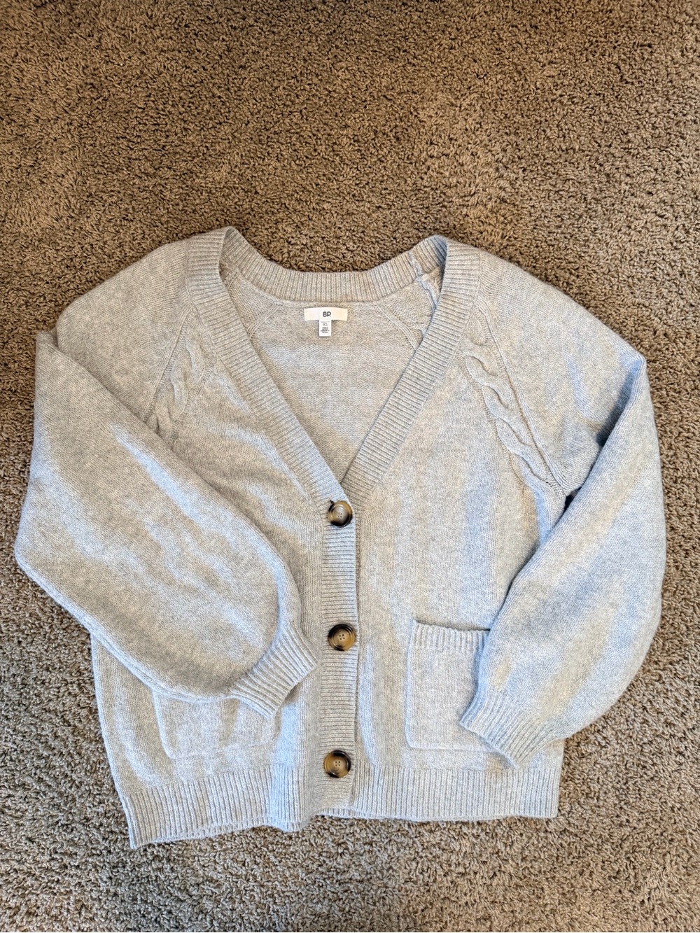 Light Gray Oversized V Neck Cardigan Sweater